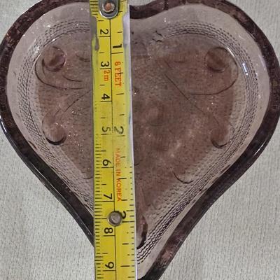 Valentine's Day Ceramic Basket and (2) Glass Heart Dishes