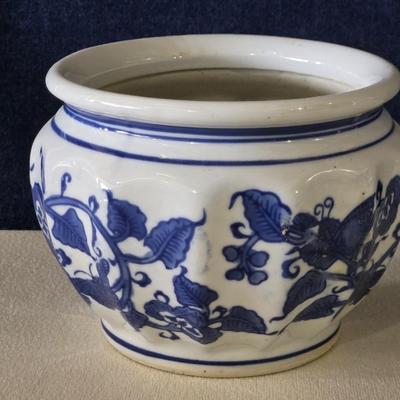 Blue & White Ceramic Bowl or Planter