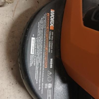 Worx 20-volt battery operated weed eater and leaf blower with 4 batteries and 1 charger
