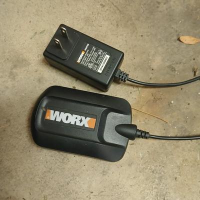 Worx 20-volt battery operated weed eater and leaf blower with 4 batteries and 1 charger