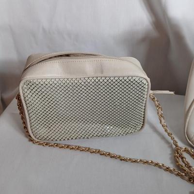 Three purses Espirit, sequin Whitting and Davis, and a non-marked white one