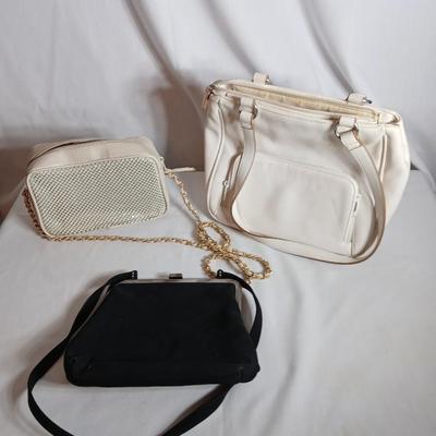 Three purses Espirit, sequin Whitting and Davis, and a non-marked white one