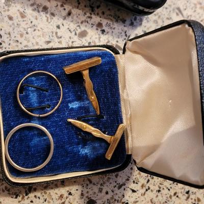 Collection of gold rings and cufflinks