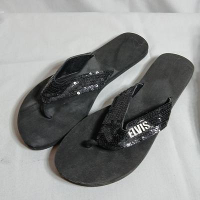 Women's Elvis flip flops and Chancellors wide width loafers with wooden shoe stretchers
