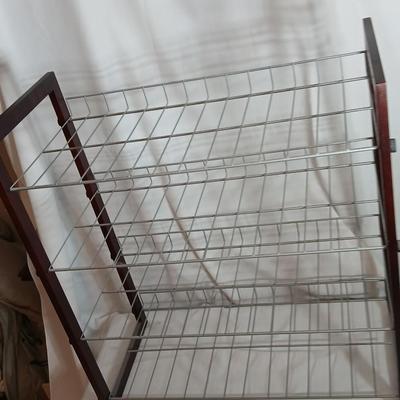 Wood framed metal shelf Shoe shelf