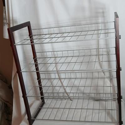 Wood framed metal shelf Shoe shelf