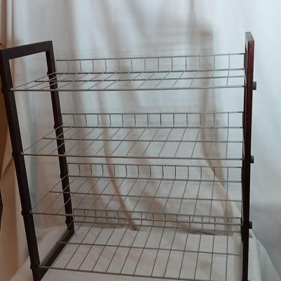 Wood framed metal shelf Shoe shelf