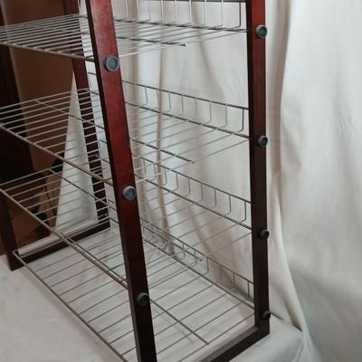 Wood framed metal shelf Shoe shelf