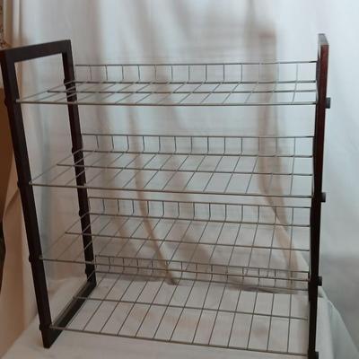 Wood framed metal shelf Shoe shelf