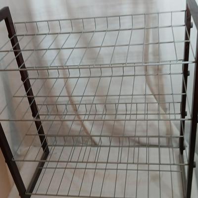 Wood framed metal shelf Shoe shelf