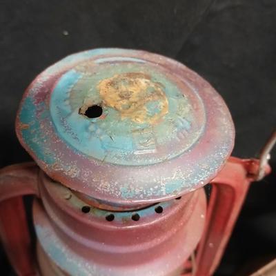 Two vintage kerosene lanterns Elephant 225 and Sun with embossed globe