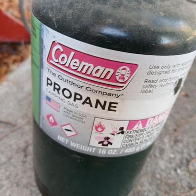 Small propane grill with grilling tools