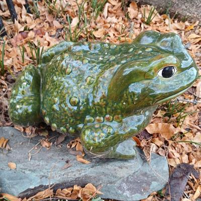 Large ceramic garden frog