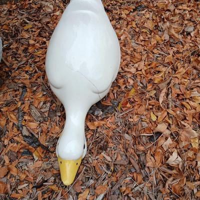Two ceramic Geese and a swan planter