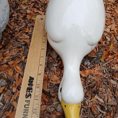 Two ceramic Geese and a swan planter