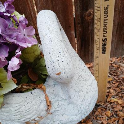 Two ceramic Geese and a swan planter