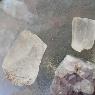 Amythyst and quartz crystals