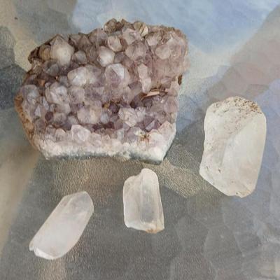 Amythyst and quartz crystals