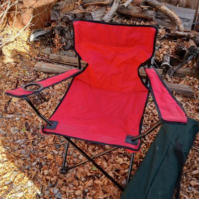 Folding chair with folding wood topped table - Great for camping!