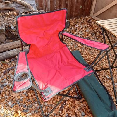 Folding chair with folding wood topped table - Great for camping!