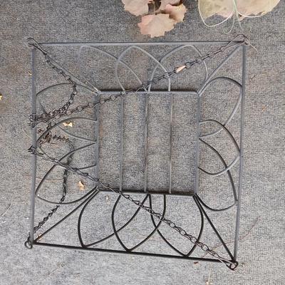 Two vintage wrought iron hanging baskets