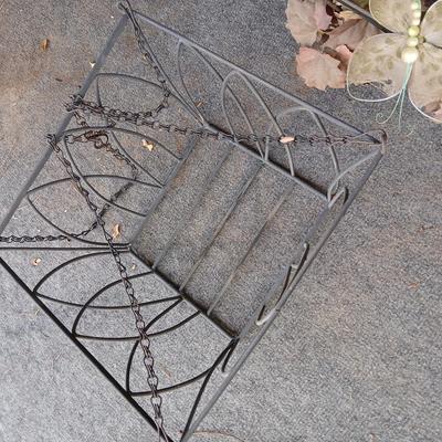Two vintage wrought iron hanging baskets