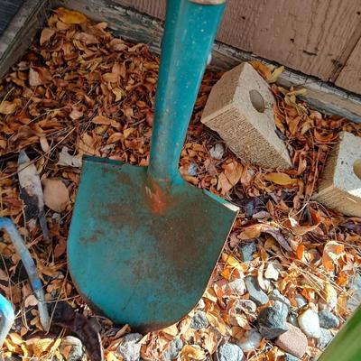 Yard tools - Ames weeder, small shovel, and a Garden claw