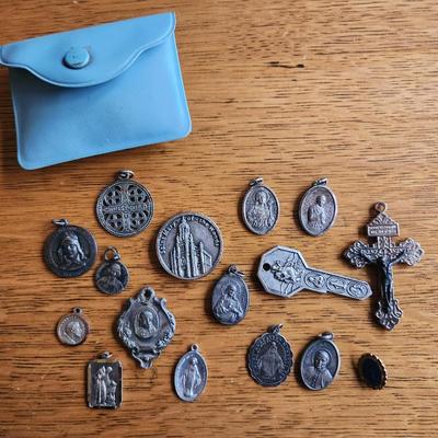 Pocket Case of Vintage Religious Medals
