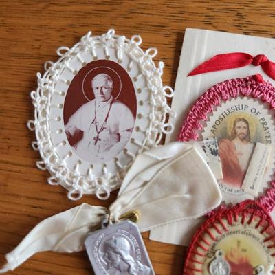 Vintage Crocheted-Edge Religious Icons