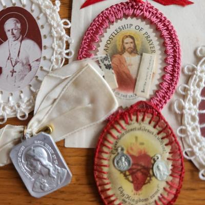 Vintage Crocheted-Edge Religious Icons
