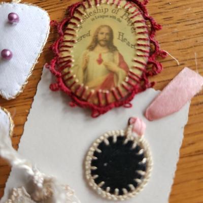 Gathering of Beaded Hearts & Crocheted-Edge Icons