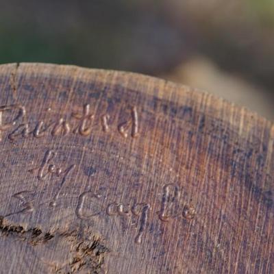 EXCEPTIONAL HAND CARVED WOOD BLUE JAY & HAND PAINTED ON DRIFT WOOD. FATHER/ DAUGHTER CRAFT