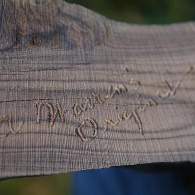 A. WARRENS & SUSAN CAGLE SIGNED CARVED & HAND PAINTED WOOD DUCK ON DRIFTWOOD.