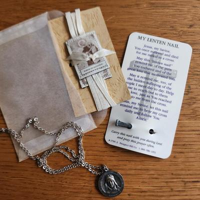 Scapular, Lenten Nail and a Medal on Chain