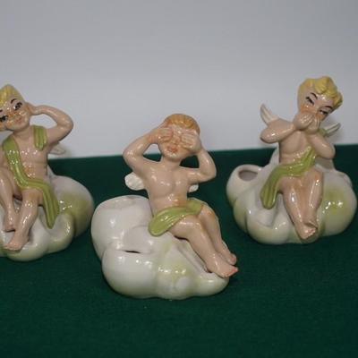 CERAMIC ARTS STUDIO - SEE NO EVIL, EAR NO EVIL, SPEAK NO EVIL FIGURINES.