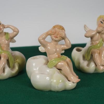 CERAMIC ARTS STUDIO - SEE NO EVIL, EAR NO EVIL, SPEAK NO EVIL FIGURINES.