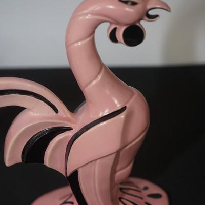 CERAMIC ARTS STUDIO - PAIR OF PINK / BLACK ROOSTERS. #481