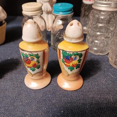 SALT & PEPPER SHAKERS, SINGLE GIRL SHAKER AND A SLATE WALL HANGING