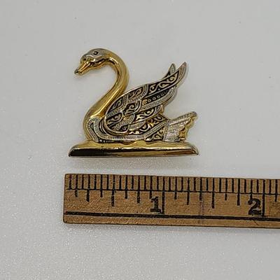 LOT 2:: Vintage Signed Pin/Brooch Lot -Sodor Rhinestone Claddagh Brooch, Coro Double Circle and Rhinestone, Damascene Swan Spain and 1966...