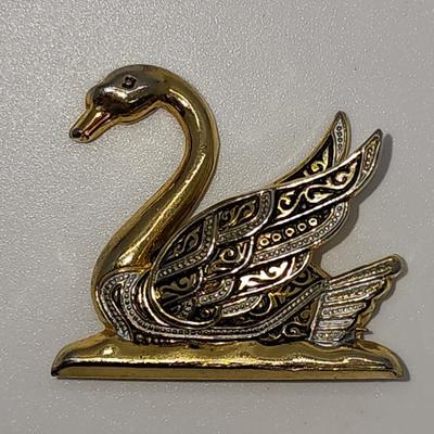 LOT 2:: Vintage Signed Pin/Brooch Lot -Sodor Rhinestone Claddagh Brooch, Coro Double Circle and Rhinestone, Damascene Swan Spain and 1966...