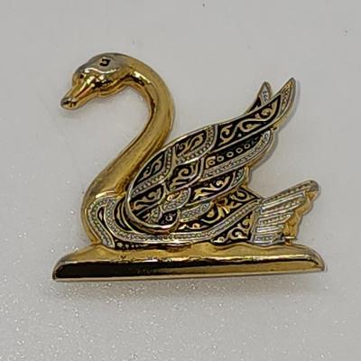 LOT 2:: Vintage Signed Pin/Brooch Lot -Sodor Rhinestone Claddagh Brooch, Coro Double Circle and Rhinestone, Damascene Swan Spain and 1966...