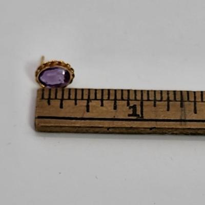 LOT 3:: 14k Oval Amethyst Pierced Post Earrings- New