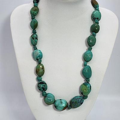 LOT 4:: Turquoise Necklace Sterling 925 clasp and extender 17"L-20.5" L