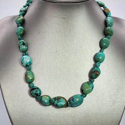 LOT 4:: Turquoise Necklace Sterling 925 clasp and extender 17"L-20.5" L