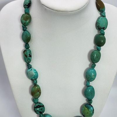 LOT 4:: Turquoise Necklace Sterling 925 clasp and extender 17"L-20.5" L