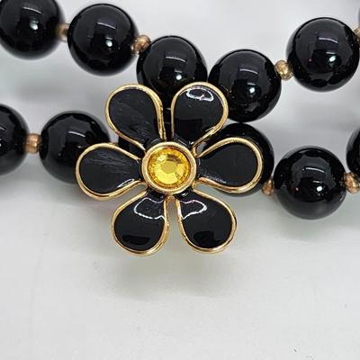 LOT 5:: Betsey Johnson Multi bead Charm Bracelet featuring Cherries, flower and lil worm has her hangtag we included a jewelry satchel