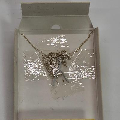 LOT 7:: Two tone Diamond Entwined Heart LOVE Necklace Sterling Silver Great gift New in Box