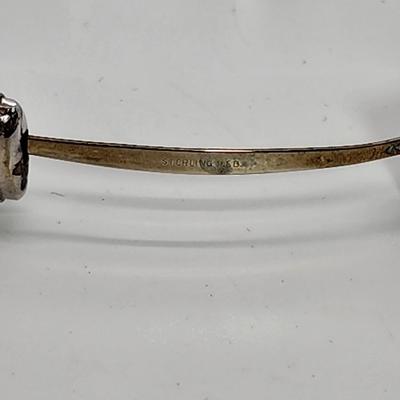 LOT 10:: 15.3g Vintage Sterling Silver Hinged Etched Bangle Bracelet signed H.F.B.