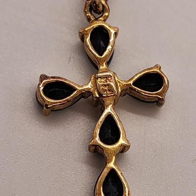 LOT 11:: Vintage 12k Gold filled Saint Christopher Medal, Gold Vermeil 925 Silver CZ Cross on 20" L Goldtone chain