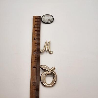 LOT 12 :: Vintage Sterling Pins- Asian hand painted porcelain and more